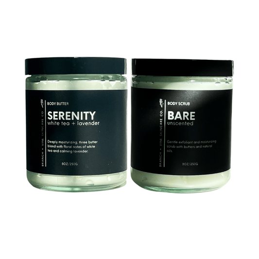 Serenity Body Butter + Body Scrub - Branch + Vine Skincare Co. - Bath & Body Set