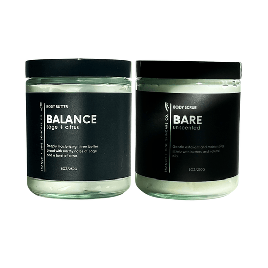 Balance Body Butter + Body Scrub - Branch + Vine Skincare Co. - Bath & Body Set