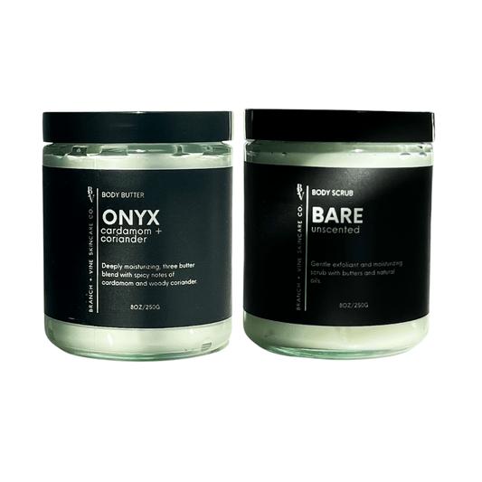 Onyx Body Butter + Body Scrub - Branch + Vine Skincare Co. - Bath & Body Set